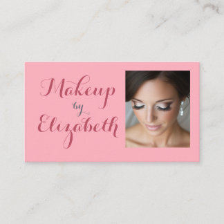Carte De Visite Maquillage photo écriture rose pastel
