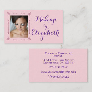 Carte De Visite Maquillage photo écriture rose violet rose