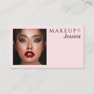 Carte De Visite Maquillage Photo Rose Pâle Typographie Élégante