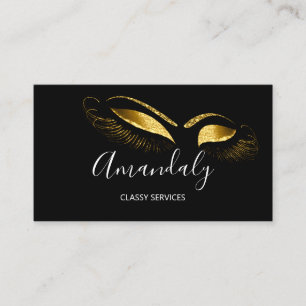 Carte De Visite Maquillage professionnel Black White Gold Eyelashe