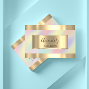 Carte De Visite Maquillage professionnel Holographic Gold Modern