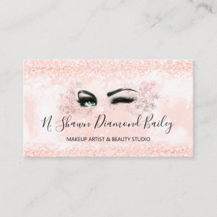 Carte De Visite Maquillage professionnel vert Parties scintillant