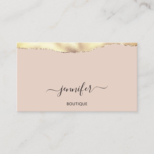 Carte De Visite Maquillage QR Code Poudre Blush Rose Or (Devant)