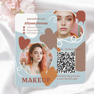 Carte De Visite Maquillage rétros formes beauté photo qr code logo