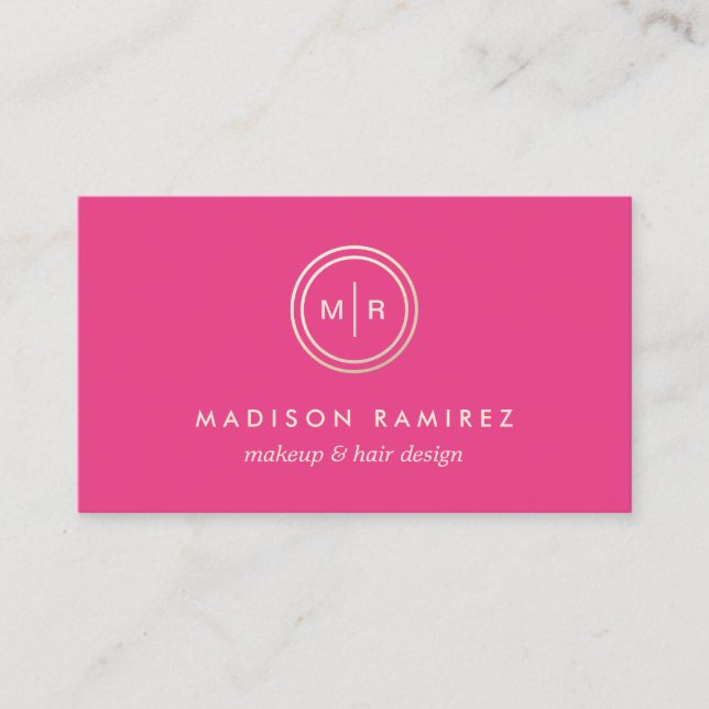 Carte De Visite Maquillage rose de baie et logo moderne de (Devant)