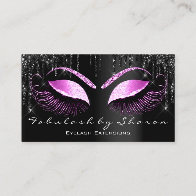 Carte De Visite Maquillage rose Eyelash Black Drivers Professionne (Devant)