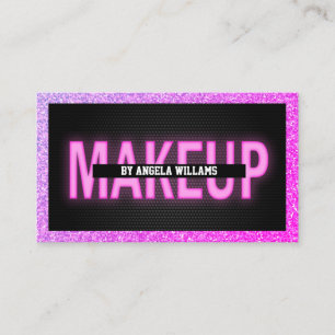 Carte De Visite Maquillage Rose Néon Arc-en-ciel Paillettes Beauté