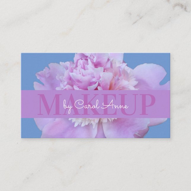 Carte De Visite Maquillage rose violet Fleur classique bleu (Devant)