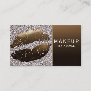 Carte De Visite Maquillage Rouge à Lèvres Brillant Doré Glam Salon