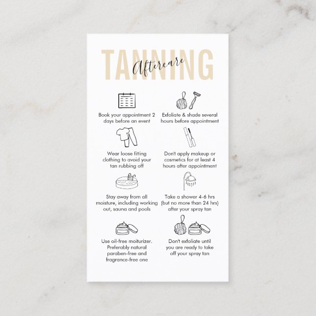 Carte De Visite Maquillage Salon Spray Tan Peinture Après-Soins (Dos)