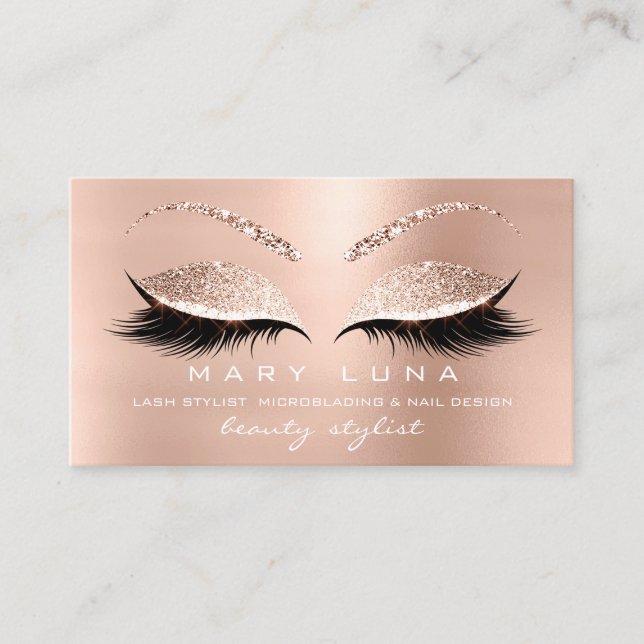 Carte De Visite Maquillage sourcils Rose rose blanc rose social (Devant)