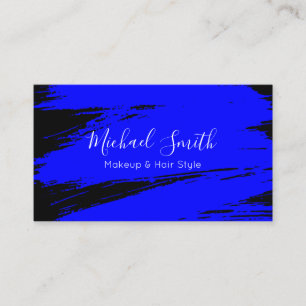 Carte De Visite Maquillage Style cheveux moderne Bleu Brush Strot