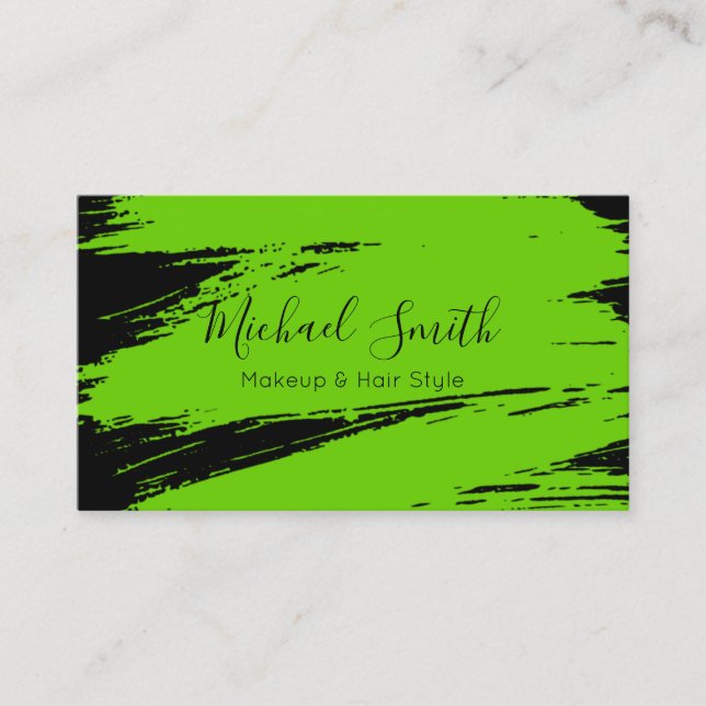 Carte De Visite Maquillage Style cheveux moderne vert brosse Strot (Devant)
