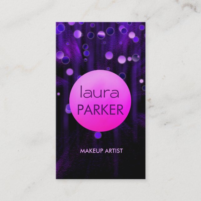 Carte De Visite Maquillage violet Artiste Beauté Parties scintilla (Devant)