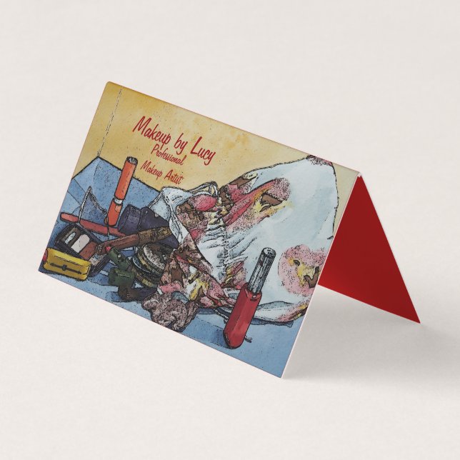 Carte De Visite maquiller artiste design rétro maquiller sac beaut (Devant)