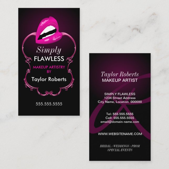 Carte De Visite Maquilleur chic (Devant / Derrière)