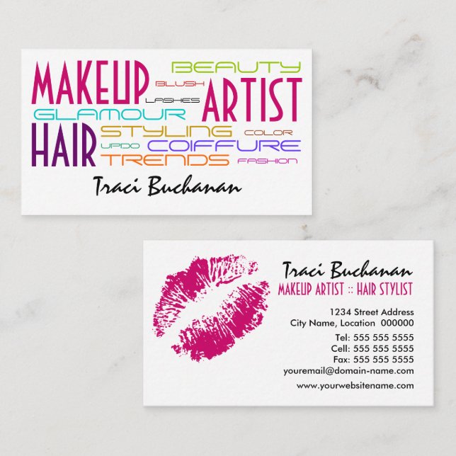 Carte De Visite Maquilleur et coiffeur (Devant / Derrière)
