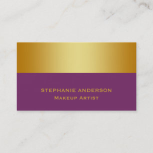Carte De Visite Maquilleur rayé d'or pourpre audacieux et élégant