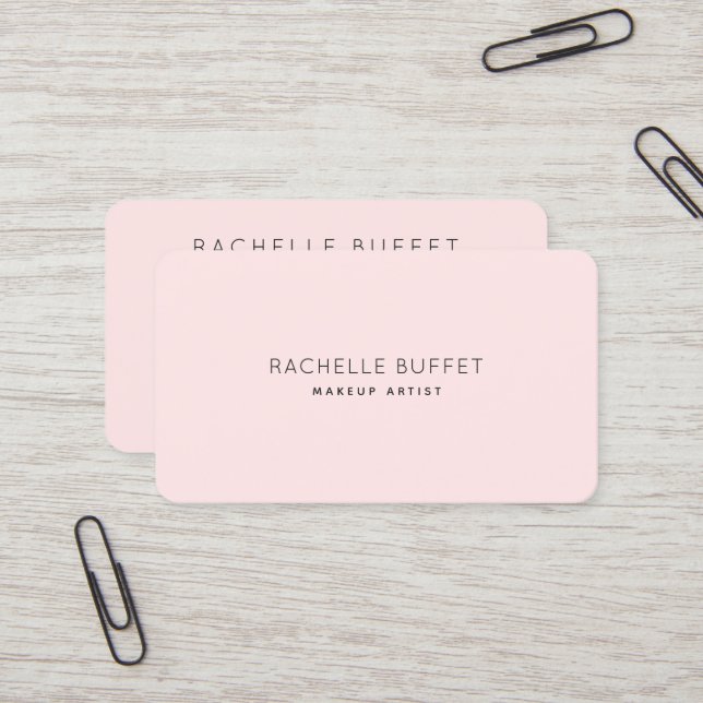 Carte De Visite Maquilleur rose simplement élégant (Devant/Arrière en situation)