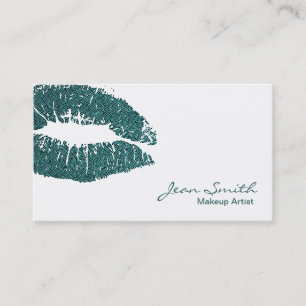 Carte De Visite Maquilleur turquoise moderne de baiser
