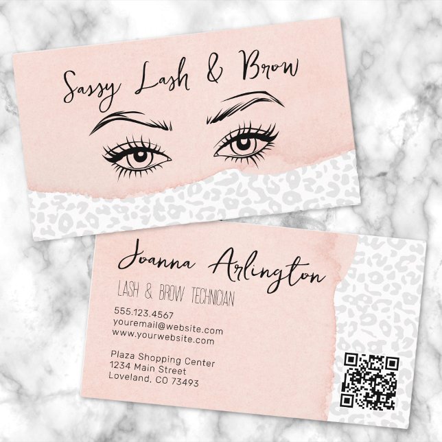 Carte De Visite Maquilleuse Blush Pink Lash (Stylish Blush Pink Lash Makeup Artist Business Card)
