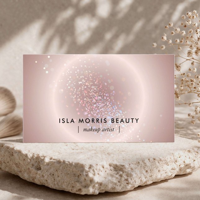 Carte De Visite Maquilleuse Celestial Glow Luxe Blush Rose (Créateur téléchargé)