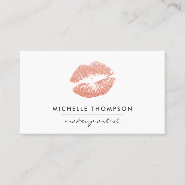 Carte De Visite Maquilleuse Chic Rose Gold Lips (Devant)