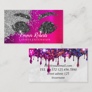 Carte De Visite Maquilleuse Cils Faux Cils Paillettes Drips Marbre