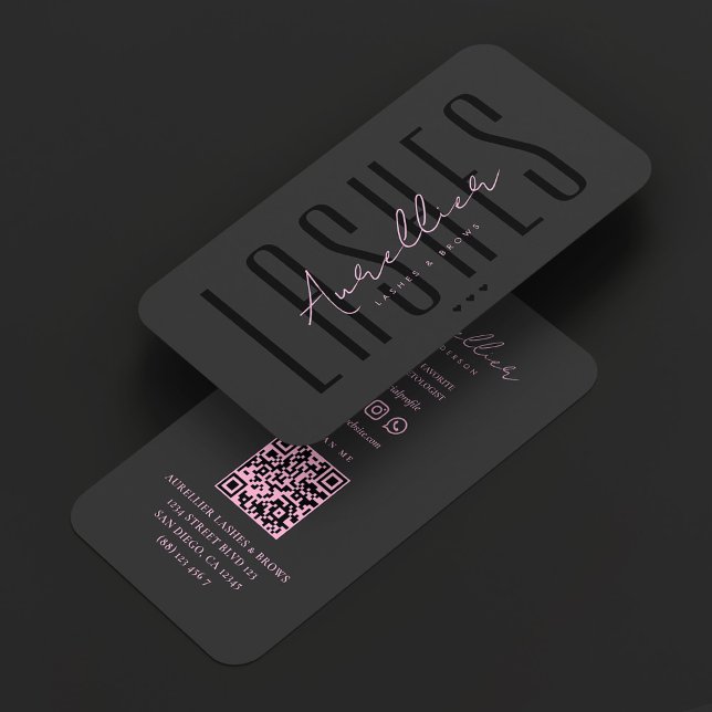 Carte De Visite Maquilleuse Cils Sourcils Rose Noir (Beauty Lashes Brows Makeup Artist Pink Black Business Card
)