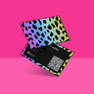 Carte De Visite Maquilleuse Code QR coloré holographique 