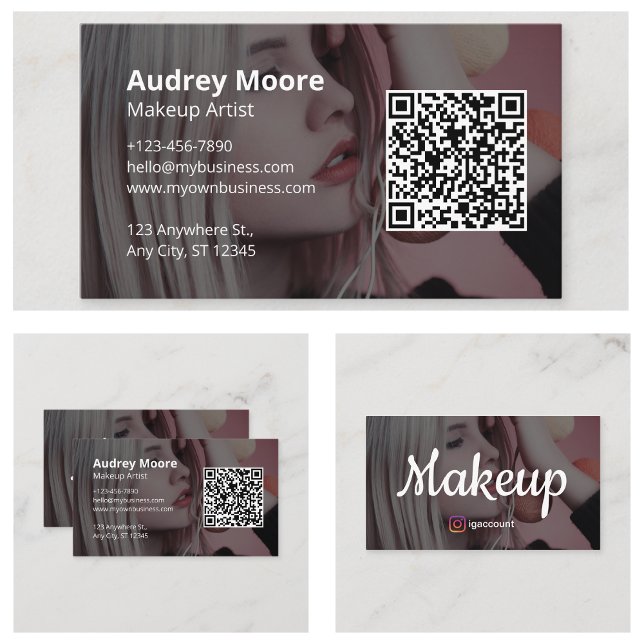 Carte De Visite Maquilleuse Conception Féminine (Makeup Artist Girly Design Business Card
)