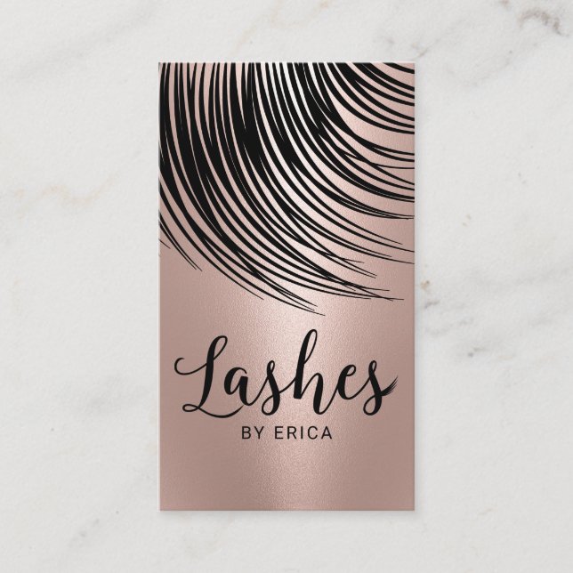 Carte De Visite Maquilleuse des Cils Rose Gold Moderne (Devant)