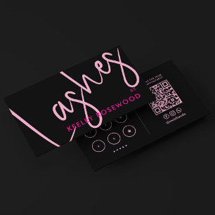 Carte De Visite Maquilleuse esthétique Minimal Lashes Rose Noir