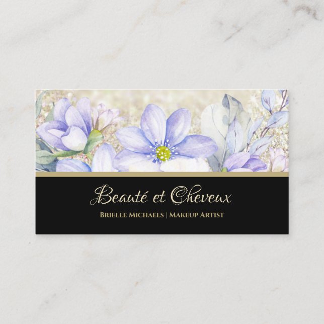 Carte De Visite Maquilleuse Fleur de Lavande (Devant)
