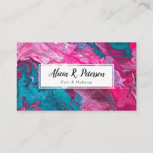 Carte De Visite Maquilleuse Marbre Turquoise Rose Coiffeuse