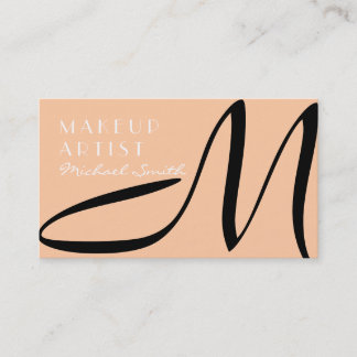 Carte De Visite Maquilleuse Monogramme Élégant Moderne Deep Peach