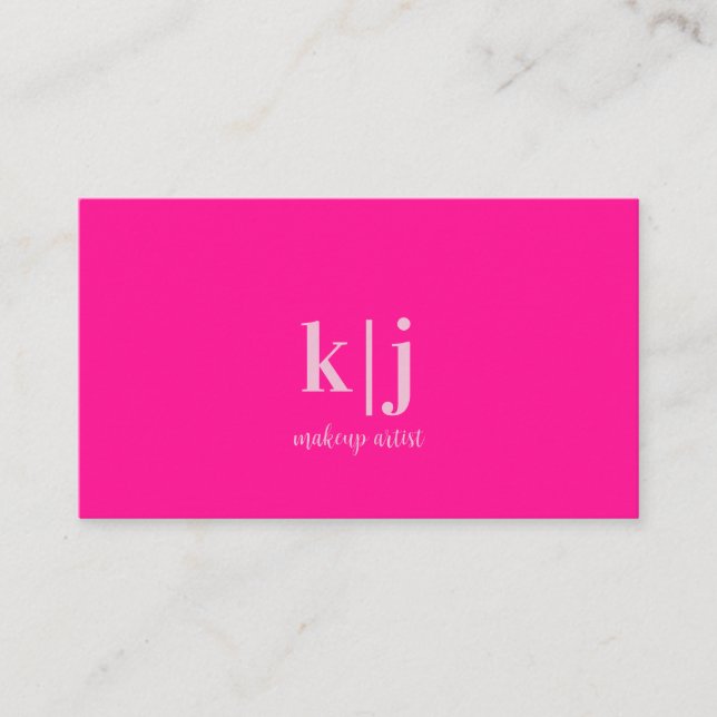 Carte De Visite Maquilleuse Monogramme Rose Chaud (Devant)
