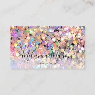 Carte De Visite Maquilleuse Paillettes Holographiques Élégantes No