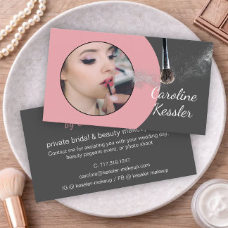 Carte De Visite Maquilleuse personnalisée Mauve Taupe Blush Rose