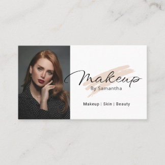 Carte De Visite Maquilleuse Photo Blush Trait Noir Écriture