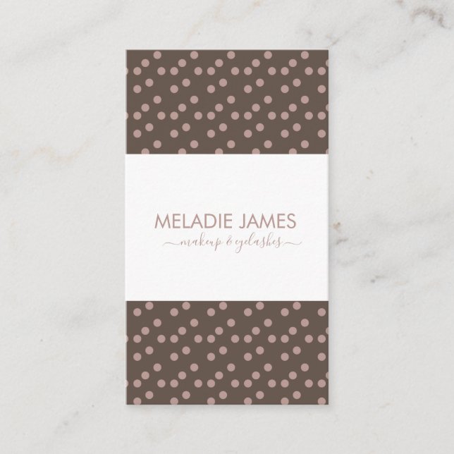 Carte De Visite Maquilleuse Points Beige Marron Salon (Devant)