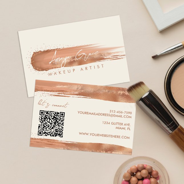 Carte De Visite Maquilleuse Rose Gold Neutre Dégradé (Créateur téléchargé)