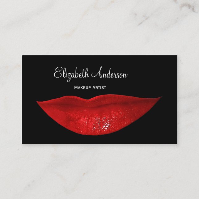 Carte De Visite Maquilleuse Rouge Glamour Lèvres (Devant)