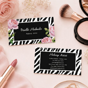 Carte De Visite Maquilleuse Zebra Rose Glam