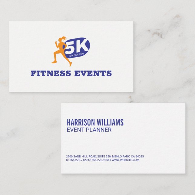 Carte De Visite Marathon de 5K | Événements fitness (Devant / Derrière)