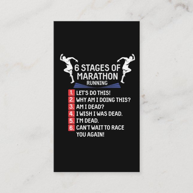 Carte De Visite Marathon marathon de course de Humour marathonien (Devant)