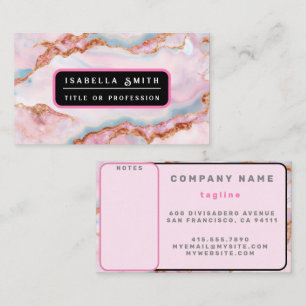 Carte De Visite Marble Agate tendance Blue Rose Gold Collection