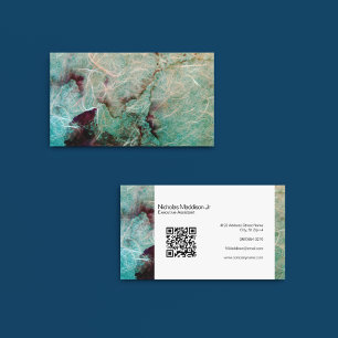 Carte De Visite Marbre Abstrait Moderne Grunge Sarcelle Élégant