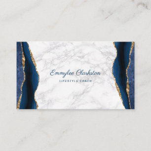 Carte De Visite Marbre blanc avec Agate Blue Gold