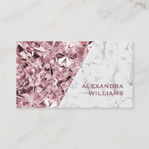 Carte De Visite Marbre blanc de diamant rose tendance et élégant